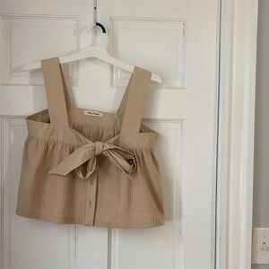 Elegant Beige Bow Crop Top
